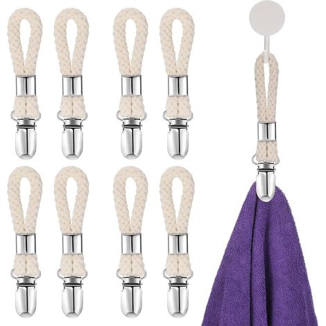 4,53 x 0,91" Porte-torchons de salle de bain Porte-serviettes Anneaux de sangle de rangement - 8 pièces (1/5)