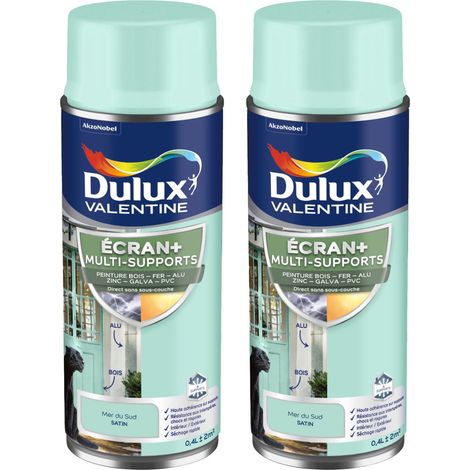 ECRAN+ MULTI-SUPPORTS EXTERIEURE Satin - Lot de 2 aérosols en phase aqueuse - Mer du Sud 400 ml - Dulux Valentine