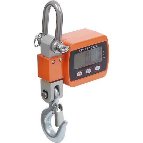 Digitale Kranwaage, 500 kg, elektronisch, hängend, für industrielle Anwendungen, tragbar, LCD-Display, mit Haken, orange (1/5)