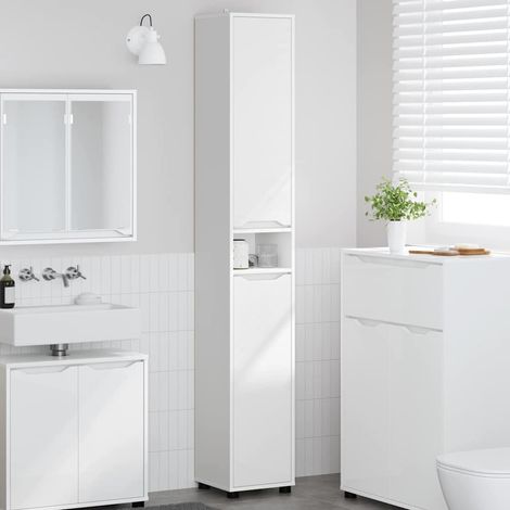 vidaXL Mobile da Bagno Bianco 30,5 x 30 x 195 cm Legno (1/5)