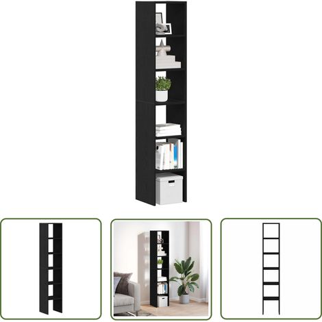 vidaXL Bücherregale 2 Stk. Stapelbar Schwarz Eichen-Optik 30x30x80 cm (1/5)