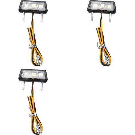 Lot de 3 feux arrière décoratifs à LED pour motos, éclairage de plaque d'immatriculation, compatibles Honda, Kawasaki, Yamaha et Suzuki (blanc). (1/5)