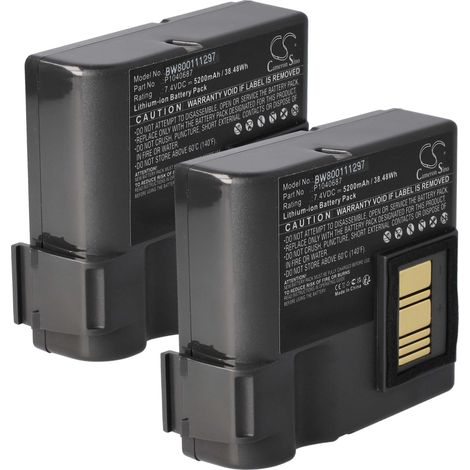 vhbw 2x Battery Replacement for Zebra P1050667-016 for Printer Copier Scanner Label Maker (5200 mAh, 7.4 V, Li-Ion) (1/4)