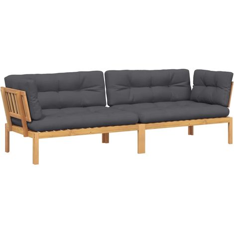 Maison Exclusive - Divani Angolari Pallet Giardino 2pz con Cuscini Massello Acacia (1/5)