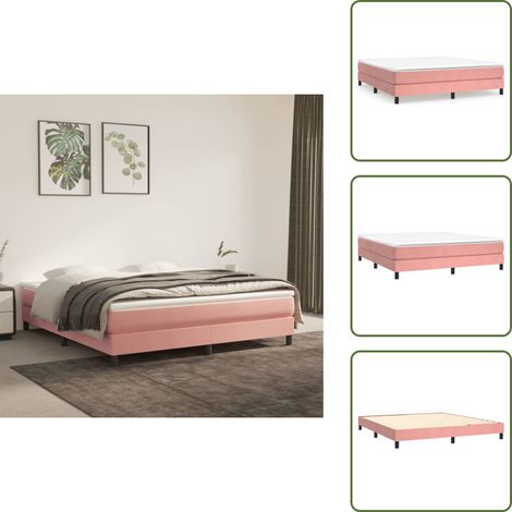 Cadre de lit sans matelas rose 180x200 cm velours - Cadre De Lit - Lit Double - Lit Rose - Lit Velours - Meuble Chambre (1/5)