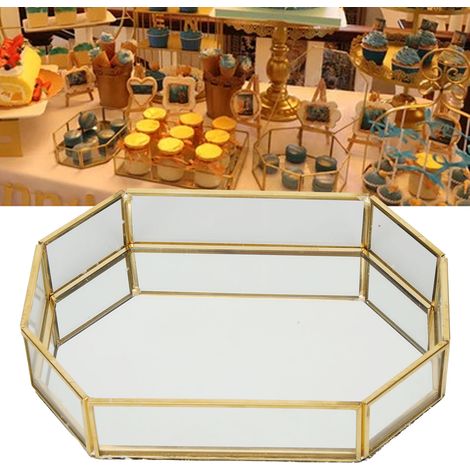 Boîte de rangement octogonale mini or pour bijoux, colliers et desserts avec flanelle 20x14x4cm