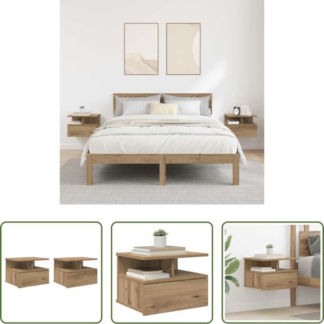 Wandmontierter Nachttisch - Schwebender Nachttisch 2 pcs Artisan-Eiche 40 x 31 x 28 cm (1/5)