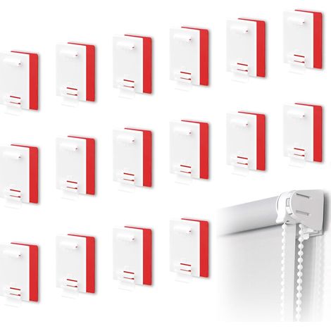 Lot de 16 Supports Adhésifs Courts pour Klemmfix Store Double sans Percage Supports de Serrage Store Jour et Nuit pour Stores Enrouleurs Volets Occultants Blanc (1/5)