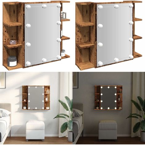 vidaXL Spiegelschrank mit LED Altholz 70x16,5x60 cm (1/5)