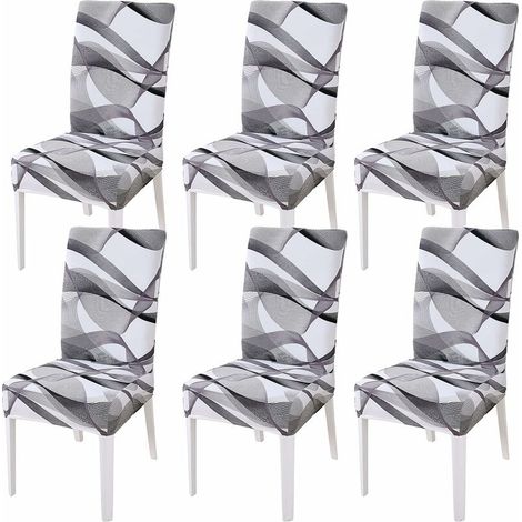 Housse de Chaise de Salle a Manger,Housse de Chaise Extensible,Couverture de Chaise Haut Decoratives pour Banquet Hôtel Cuisine Mariage Restaurant (Long Ribbon, 6 pièces)