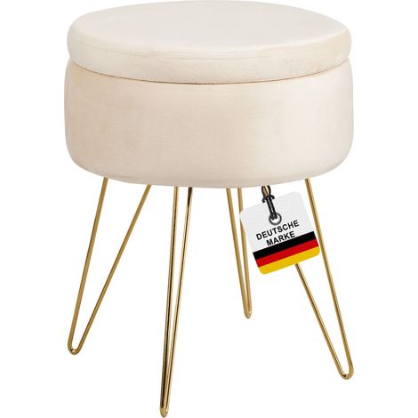 Albatros Hocker mit Stauraum Cannes Sitzhocker mit Stauraum, Modernes Design, Edler Samt-Bezug Sitztruhe Sitzbank mit Stauraum optimal als Fußhocker Hocker Schminktisch, Beige (1/5)
