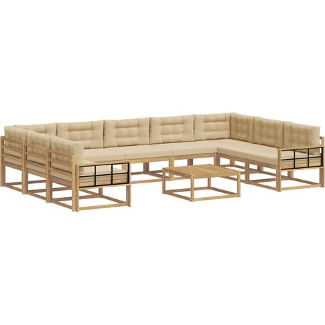 Conjunto de sofás de exterior 10 uds. 9 plaza y Beige vidaXL (1/5)