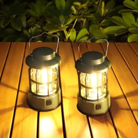 Lampe Camping Battant la Batterie, Lot de 2 de Lanterne Camping Lightmness Dimmable, Portable Lampe de Camping Imperméables IPX4, pour le Camping, les Pannes D'énergie, L'urgencedyk- (1/4)