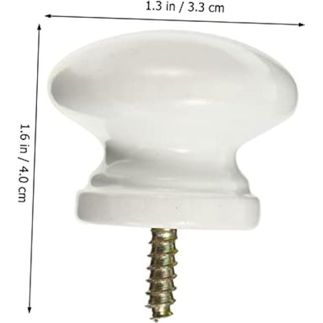 Lot de 8 poignées auto-taraudeuses en bois massif pour commode, tiroir, commode, armoire, armoire, porte chinoise, commode, blanc (1/5)