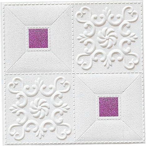 Stickers muraux adhésifs 3D, papier peint, panneaux muraux en carrelage céramique blanc-White Purple