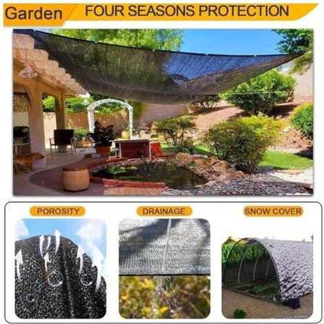 Filet D'Ombrage, Filet Protection Solaire 12-PIN 85% UV Toile D'Ombrage, Tissu D'ombrage Potager Toile D'Ombrage avec Oeillets, pour Serre/Jardin/Pergola/Pet House (1/5)