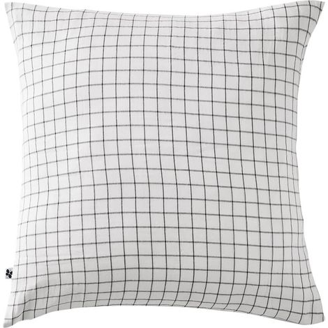 OUREA MOTIF - Taie d'Oreiller 60x60cm Gaze de Coton Chantilly à Petits Carreaux (1/5)