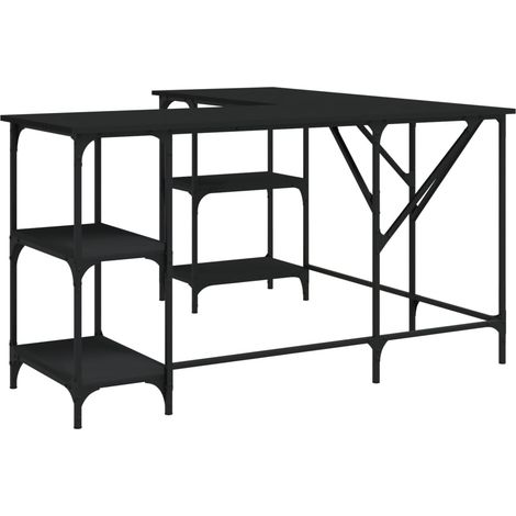 Scrivania tavolo postazione di lavoro mobile per computer studio 139 x 139 x 75 cm legno ingegnerizzato nero 020023902