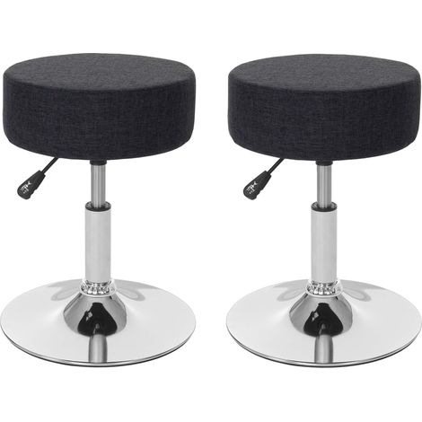[NUNCA USADO] Juego de 2 taburetes HHG-189, taburete de asiento taburete de maquillaje, altura regulable Ø 35cm, textil, gris oscuro