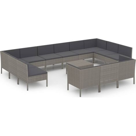 Maison Exclusive - 14-tlg. Garten-Lounge-Set mit Auflagen Poly Ra