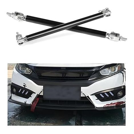 Barre de Support de Pare-Chocs Avant de Voiture, Tige de Protection de Lèvre de Pare-Chocs Réglable, Support de Soutien en Acier Inoxydable pour Séparateur Avant de Voiture(Noir) (1/5)