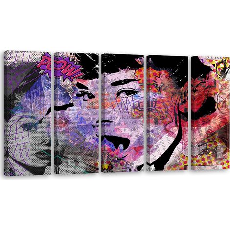 Tableau sur toile Tableau sur toile en 5 parties Audrey Hepburn 200x100 (1/5)