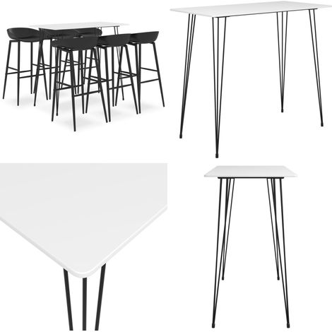 Ensemble de bar 7 pcs Blanc et noir - Ensemble De Bar - Meuble De Salle À Manger - Mobilier Moderne - Table De Bar - Tabourets De Bar - Home & Living (1/5)