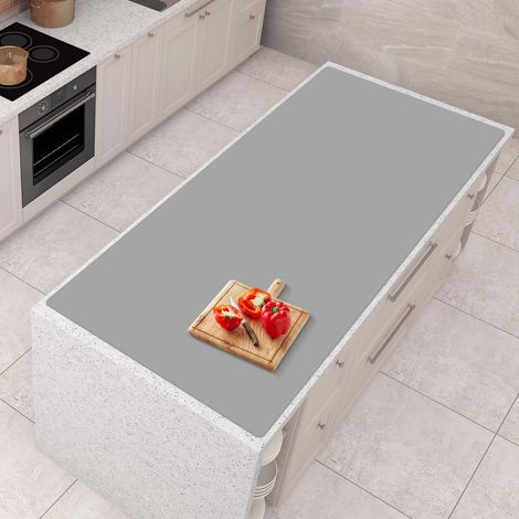 Tapis en silicone pour comptoir 120 x 60 x 0,2 cm, grand format, résistant à la chaleur, expédié enroulé, antidérapant, imperméable, protection de comptoir de cuisine et îlot, gris foncé (1/5)