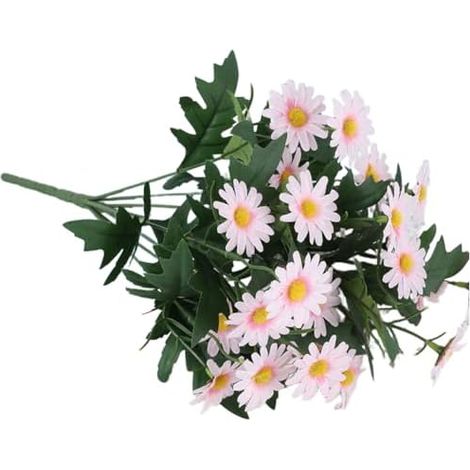 Bouquet de marguerites en soie avec 9 têtes de fleurs artificielles pour décoration d'intérieur, jardin, espace de vie, tiges flexibles et robustes (bleu) (1/5)
