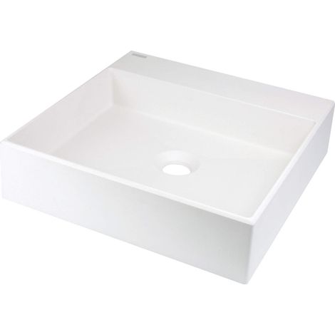 Lavabo in granito d'appoggio con basetta per rubinetteria 40x40 cm alabastro - Sofyro