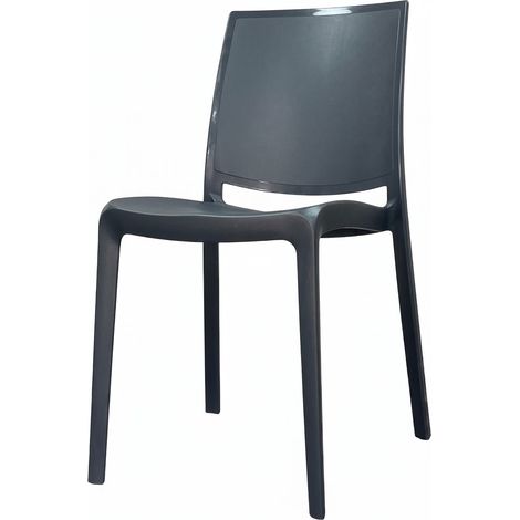 Marvin Sedia In Polipropilene Atene Da Esterno Impilabile Design Moderno Sedie Resistenti Per Giardino Terrazzo Bar Nero/Antracite - 1 Sedia (1/3)