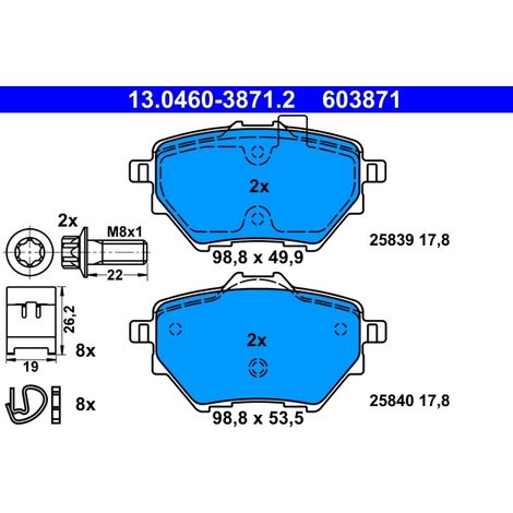 Kit de plaquettes de frein, frein à disque ATE 13.0460-3871.2 CITROËN 95525378