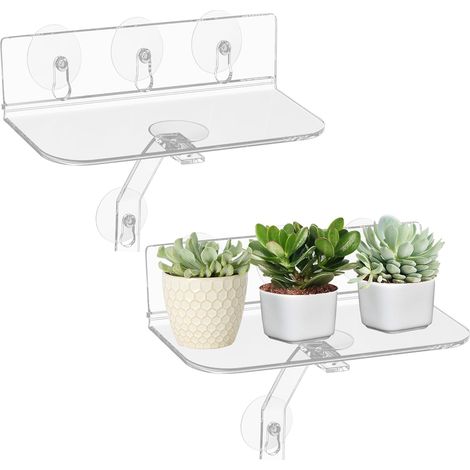 Fensterpflanzenregale: 30 cm transparentes Acryl-Pflanzenregal mit Füßen, durchsichtiges Fensterregal, Wandregal für Blumen und Sukkulenten