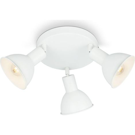 Lampe de plafond rétro, plafonnier vintage à 3 lampes, spot de plafond E14, réglable, blanc, 190 x 140 mm (1/5)