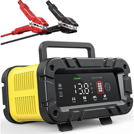 Chargeur Batterie Voitures 12V/24V 20A, Chargeur Batterie Moto Intelligent avec Fonction Réparation, Maintien de Charge Auto, Écran LCD, pour Voiture Moto Camion, AGM, Gel, Wet, SLA (1/5)