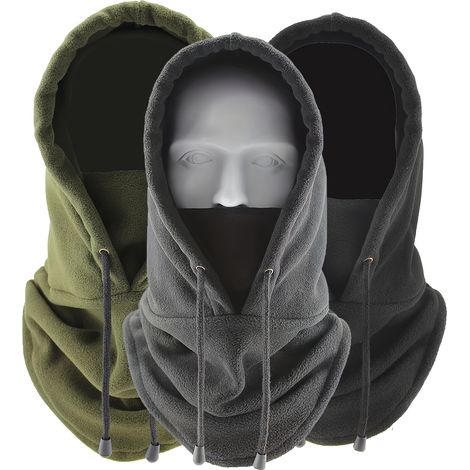 Ensemble de 3 cagoules d'hiver, capuche chaude et coupe-vent, cache-cou pour le vélo et le ski, cadeau idéal pour Noël/Halloween/Ne (1/5)