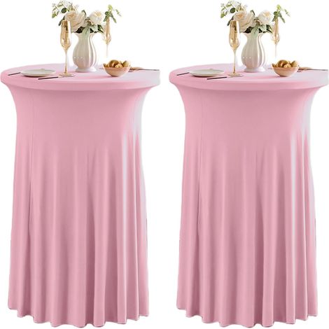 Lot de 2 nappes extensibles avec jupe pour table cocktail, 81 x 109 cm, rose (1/5)
