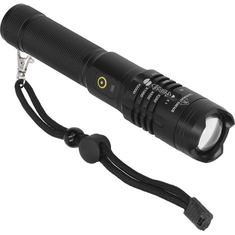 Lampe torche P50 super puissante, aluminium zoom télescopique, rechargeable USB, 5 modes d'éclairage, étanche extérieur, pour randonnée, camping, voyage, urgence domestique (sans batterie, A85) (1/5)
