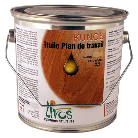 2.5L-incolore-HUILE pour bois naturelle spéciale plan de travail KUNOS (1L/17m2 en 3 couches) Livos (1/4)