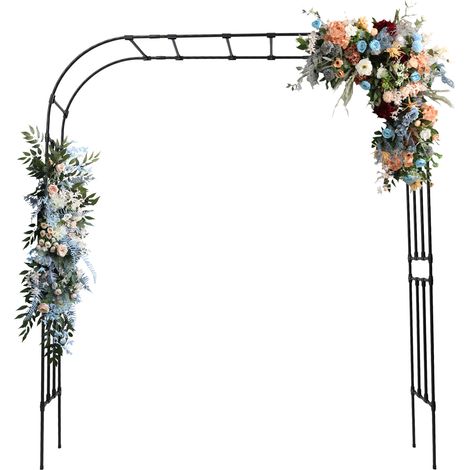Arche de Mariage Support de fond Kit d'arche de ballons rectangulaire en métal Stand de fleurs Plantes grimpantes de jardin pour Décoration de mariage, anniversaire, fête (Noir, 2.12.4 M ) (1/5)