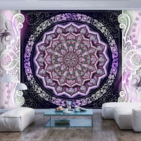 Papier peint adhésif Vitrail rond - 196 x 140 cm (1/4)