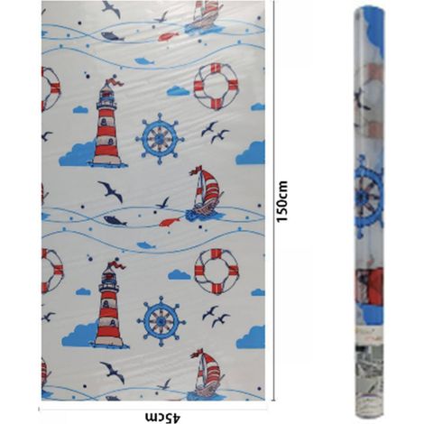 TrAdE Shop Traesio - Rotolo Pellicola Per Finestre Decorativa 3d Fantasia Mare 45cmx2m Adesiva Vetro -