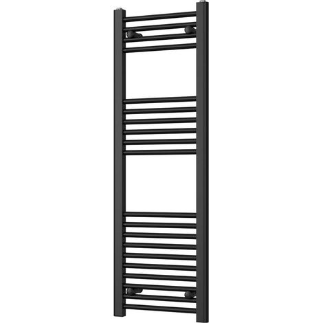 Zennor - Black Heated Towel Rail - H1200mm x W400mm - Straight (1/3)