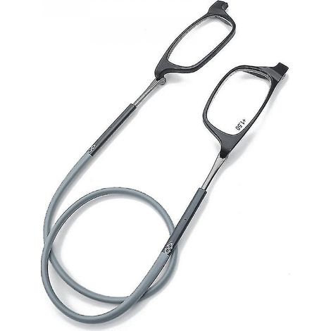 Lunettes de lecture haut de gamme à absorption magnétique, à porter autour du cou - Taille, couleur : grossissement 1,5, gris - FFY (1/4)