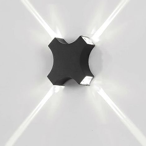 Applique murale LED extérieure 8W étanche, luminaire moderne d'intérieur, applique décorative originale pour terrasse, villa, porche, salon, couloir, noir (1/4)