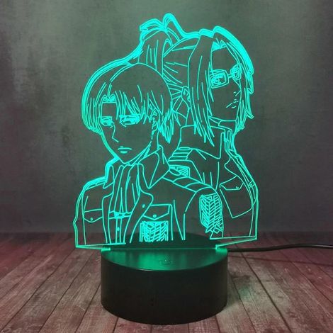 Lampe 3D Anime Hange Zoe Veilleuse LED Levi Ackerman Décoration d'intérieur Lampe de bureau 16 couleurs à intensité variable avec télécommande tactile Lampe acrylique pour bébé, adolescent, enfant, No (1/5)