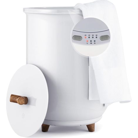 GOPLUS Chauffe-Serviettes Style Seau 23L, 3 Niveaux Chauffage 60-80℃ & Minuterie 20-90min, Chauffe-Serviettes, Blanc (1/5)