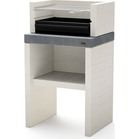 TUOZI - Barbacoa de Obra para Carbón Modelo PLAN 0 (Gris/Blanco - 59 x 47 x 102 cm) REF: 8020 - Uso en Exteriores (1/3)