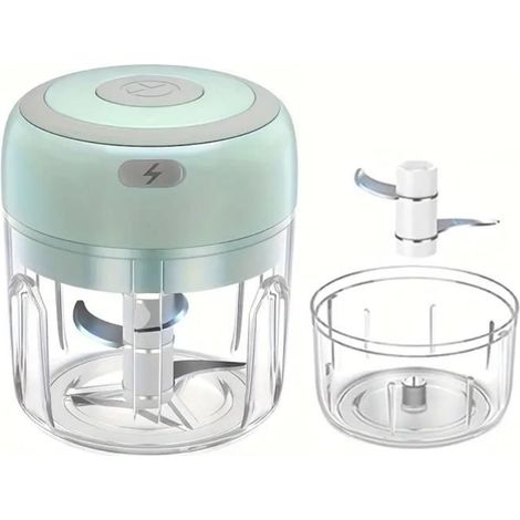 Hachoir électrique - Mini USB - 250 ml - Acier inoxydable - Vert (1/4)