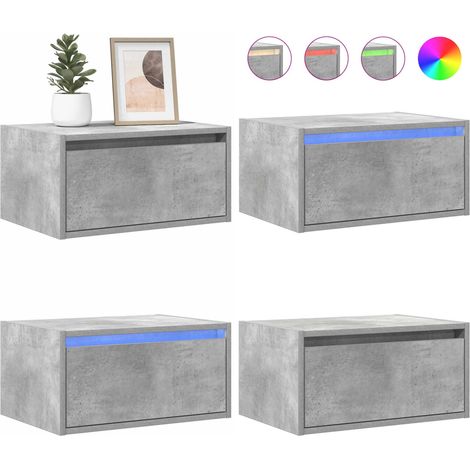 vidaXL Wand-Nachttisch mit LED-Leuchten Betongrau (1/5)